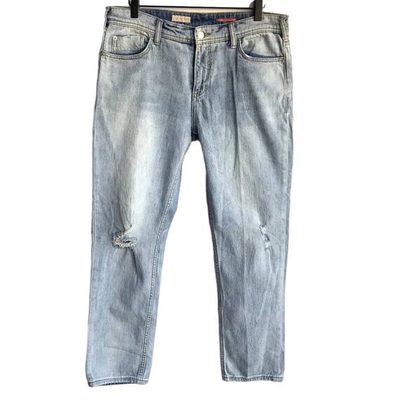 Pilcro Denim - Pilcro - Anthropologie Light Wash Distressed Slim Boyfriend Jeans